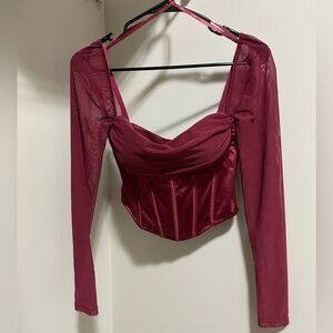 Windsor Red Sweetheart Long Sleeve Blouse